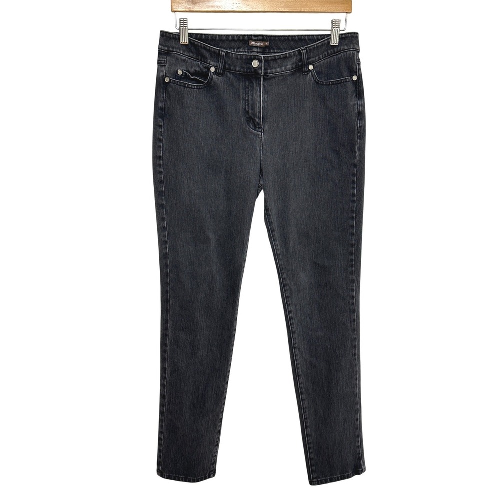 J.McLaughlin Jeans Womens 10 Faded Black Denim High Rise Skinny Stretch Casual‎